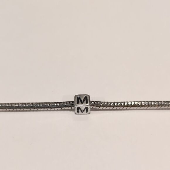 Silver M Spacer Charm for Pandora‎ Style Bracelet - Picture 1 of 5